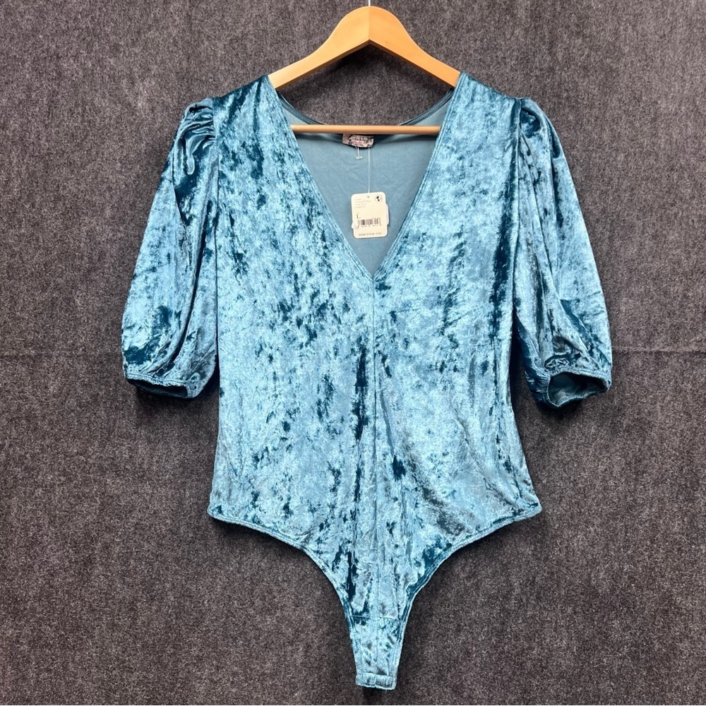 Free People Don't You Wish Velvet Bodysuit Size Women’s Large